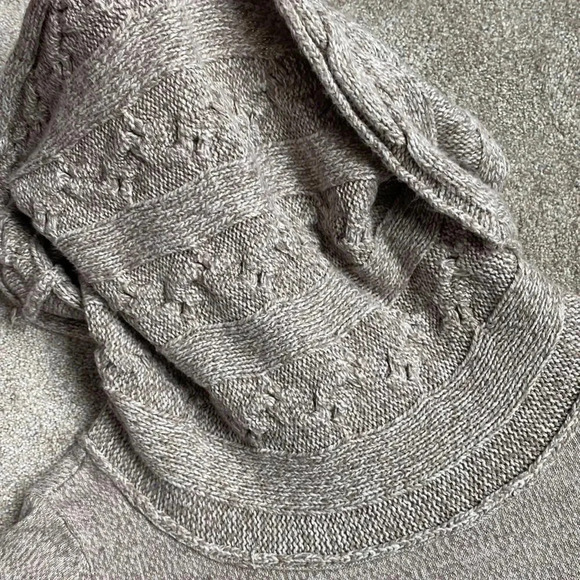 New York & Company Three Quarter Sleeve Knit Braided Turtleneck Tan Sweater M - Picture 11 of 11